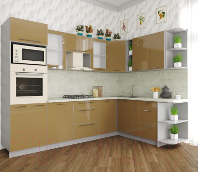 Готовая кухня Интерлиния Мила Пластик 1.88x2.8 правая