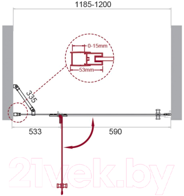 Душевая дверь BelBagno KRAFT-B-12-60/60-C-Cr-L