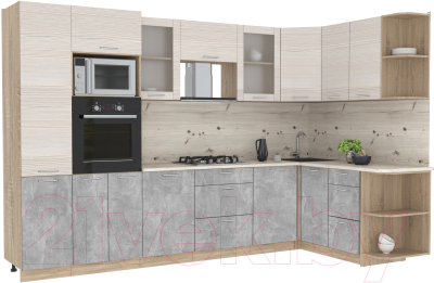 Готовая кухня Интерлиния Мила 1.68x3.2 правая - фото