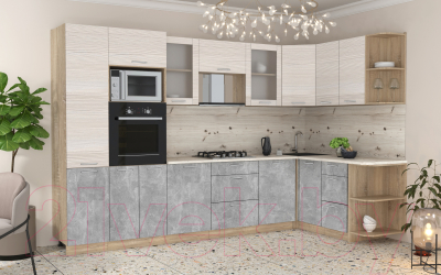 Готовая кухня Интерлиния Мила 1.68x3.2 правая