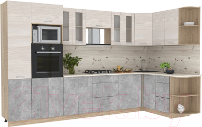 Готовая кухня Интерлиния Мила 1.68x3.4 правая - фото