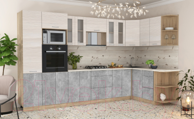 Готовая кухня Интерлиния Мила 1.68x3.4 правая