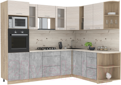 Готовая кухня Интерлиния Мила 1.88x2.6 правая - фото