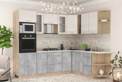 Готовая кухня Интерлиния Мила 1.88x2.6 правая