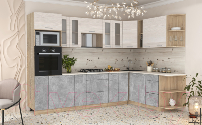 Готовая кухня Интерлиния Мила 1.88x3.0 правая