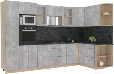 Готовая кухня Интерлиния Мила 1.68x3.2 правая - фото
