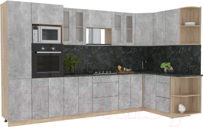 Готовая кухня Интерлиния Мила 1.68x3.4 правая - фото