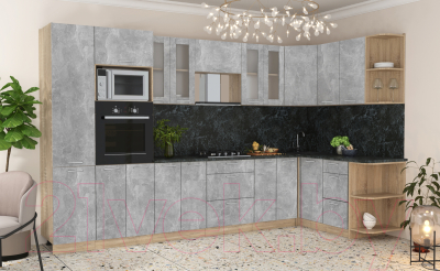 Готовая кухня Интерлиния Мила 1.68x3.4 правая