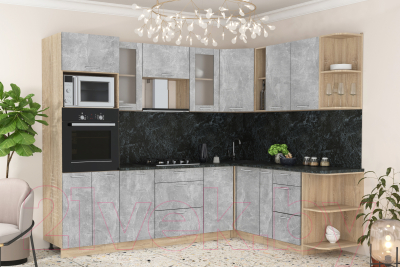 Готовая кухня Интерлиния Мила 1.88x2.6 правая