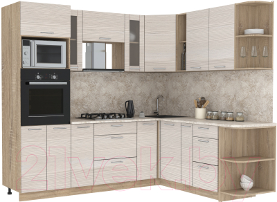 Готовая кухня Интерлиния Мила 1.88x2.4 правая - фото