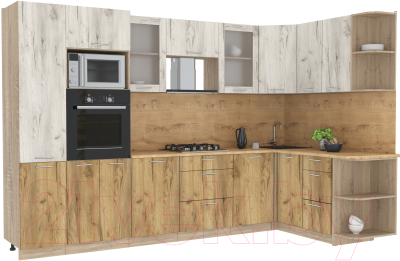 Готовая кухня Интерлиния Мила 1.68x3.2 правая - фото