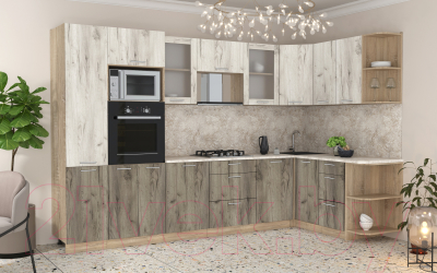 Готовая кухня Интерлиния Мила 1.68x3.2 правая