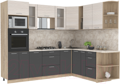 Готовая кухня Интерлиния Мила 1.88x2.6 правая - фото