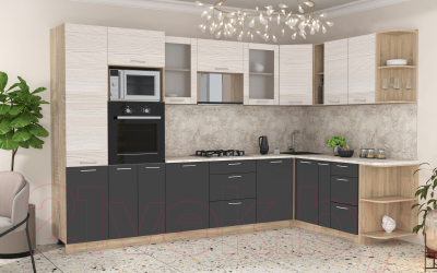 Готовая кухня Интерлиния Мила 1.88x3.2 правая