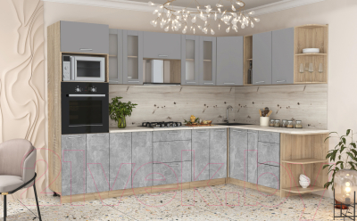 Готовая кухня Интерлиния Мила 1.88x3.0 правая