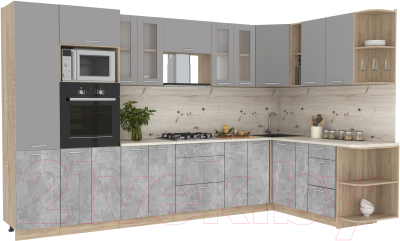 Готовая кухня Интерлиния Мила 1.88x3.4 правая - фото