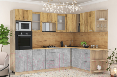 Готовая кухня Интерлиния Мила 1.88x2.8 правая