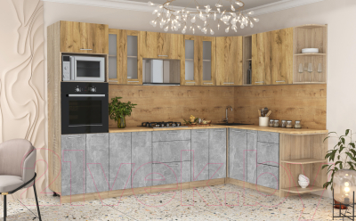 Готовая кухня Интерлиния Мила 1.88x3.0 правая