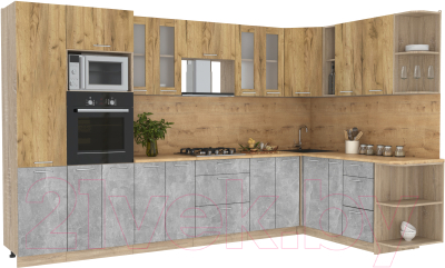 Готовая кухня Интерлиния Мила 1.88x3.4 правая - фото