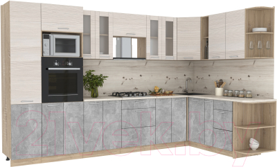 Готовая кухня Интерлиния Мила 1.88x3.4 правая - фото