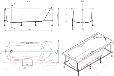 Ванна акриловая Roca BeCool 180x80 / ZRU9302782 (с экраном)