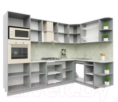 Кухонный гарнитур Интерлиния Мила Пластик 1.68x2.8 правая