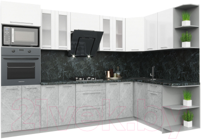 Кухонный гарнитур Интерлиния Мила Пластик 1.68x3.0 правая - фото