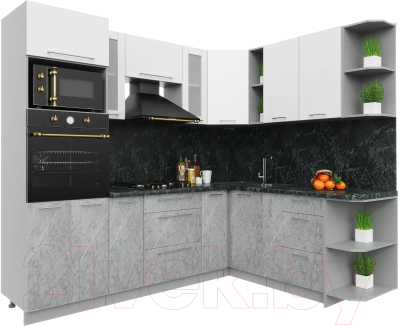 Кухонный гарнитур Интерлиния Мила Пластик 1.88x2.4 правая - фото