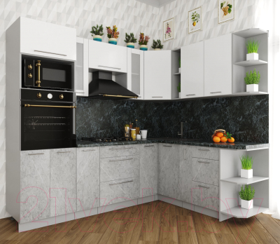 Кухонный гарнитур Интерлиния Мила Пластик 1.88x2.4 правая