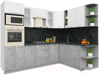 Кухонный гарнитур Интерлиния Мила Пластик 1.88x2.6 правая - фото