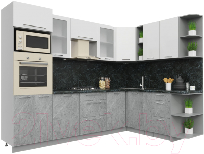Кухонный гарнитур Интерлиния Мила Пластик 1.88x2.8 правая - фото