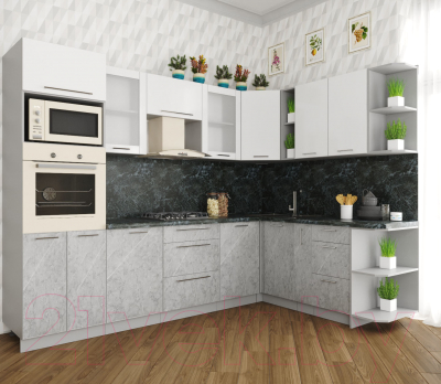 Кухонный гарнитур Интерлиния Мила Пластик 1.88x2.8 правая