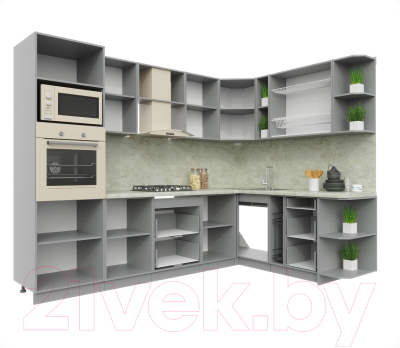 Кухонный гарнитур Интерлиния Мила Пластик 1.88x2.8 правая