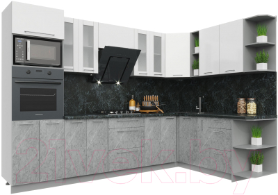 Кухонный гарнитур Интерлиния Мила Пластик 1.88x3.0 правая - фото