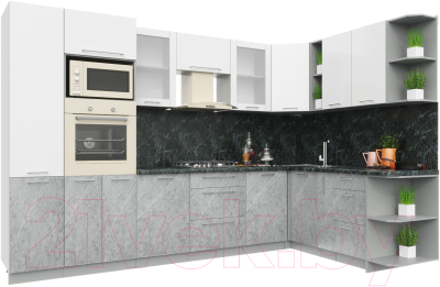 Кухонный гарнитур Интерлиния Мила Пластик 1.88x3.2 правая - фото