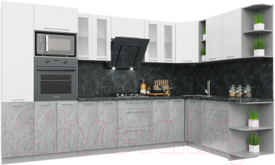 Кухонный гарнитур Интерлиния Мила Пластик 1.88x3.4 правая - фото