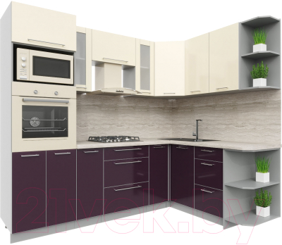 Готовая кухня Интерлиния Мила Пластик 1.68x2.4 правая - фото