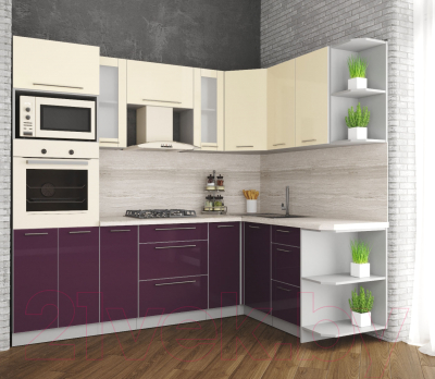 Готовая кухня Интерлиния Мила Пластик 1.68x2.4 правая