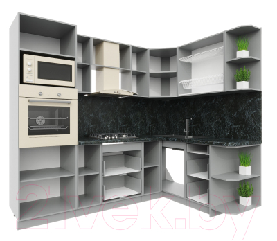 Готовая кухня Интерлиния Мила Пластик 1.68x2.4 правая