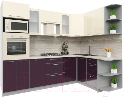 Готовая кухня Интерлиния Мила Пластик 1.68x2.6 правая - фото