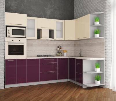 Готовая кухня Интерлиния Мила Пластик 1.68x2.6 правая