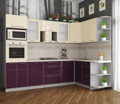 Готовая кухня Интерлиния Мила Пластик 1.68x2.8 правая