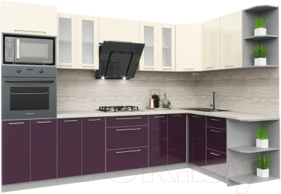 Готовая кухня Интерлиния Мила Пластик 1.68x3.0 правая - фото