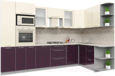 Готовая кухня Интерлиния Мила Пластик 1.68x3.2 правая - фото