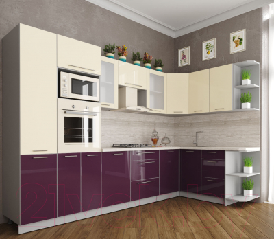 Готовая кухня Интерлиния Мила Пластик 1.68x3.2 правая