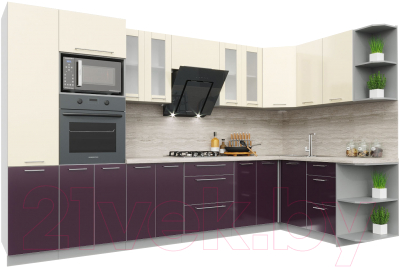 Готовая кухня Интерлиния Мила Пластик 1.68x3.4 правая - фото