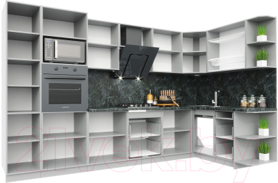 Готовая кухня Интерлиния Мила Пластик 1.68x3.4 правая