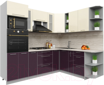 Готовая кухня Интерлиния Мила Пластик 1.88x2.4 правая - фото