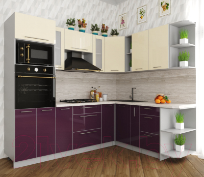 Готовая кухня Интерлиния Мила Пластик 1.88x2.4 правая