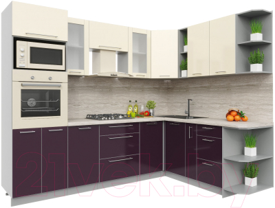 Готовая кухня Интерлиния Мила Пластик 1.88x2.6 правая - фото